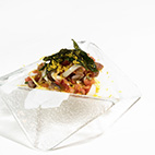 ケンケン鰹と新玉ねぎの冷製フェデリーニ　新茶の香り