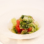 小玉スイカとルバーヴ、大葉のグラニテ