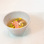 本日の鮮魚と富山産ずわい蟹　帆立のブディーノ、菊花のズペッタ